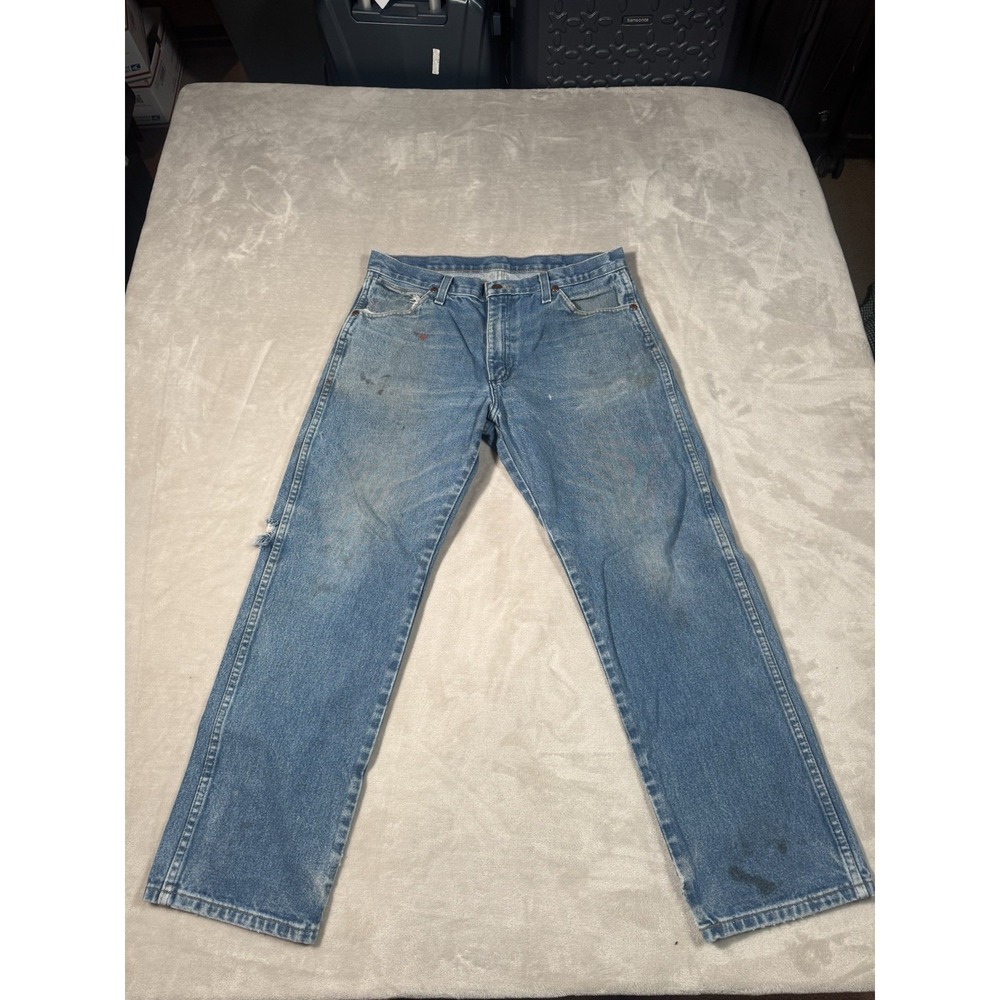Vintage Wrangler 13mwz Jeans Size 33x30 Blue Faded Distressed